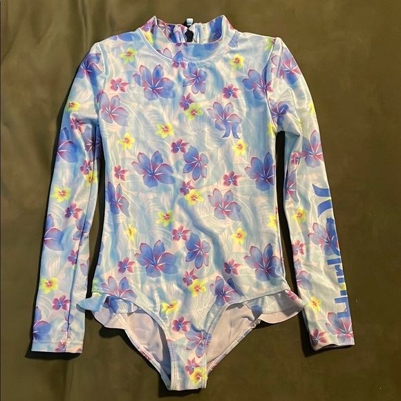 Hurley Floral Long Sleeve Rashguard One Piece Swimsuit - Picture 1 of 9